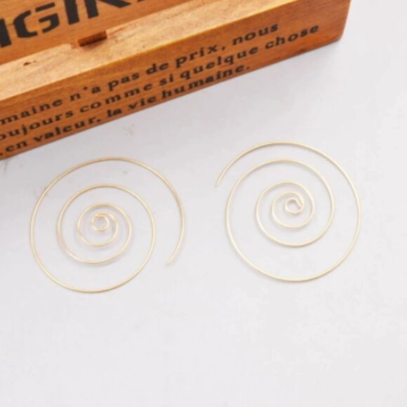 Jewelry earrings hoop hoops drop dangle swirl large statement simple modern new - Picture 1 of 1